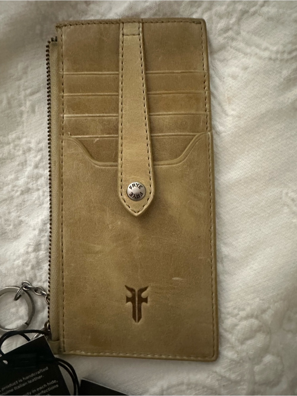 Frye Melissa Snap Card Wallet Genuine Leather NWT Tan